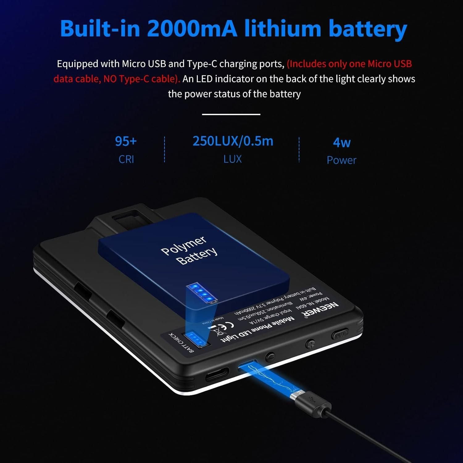 Luz LED Neewer NL-60AI con Clip para Videollamadas