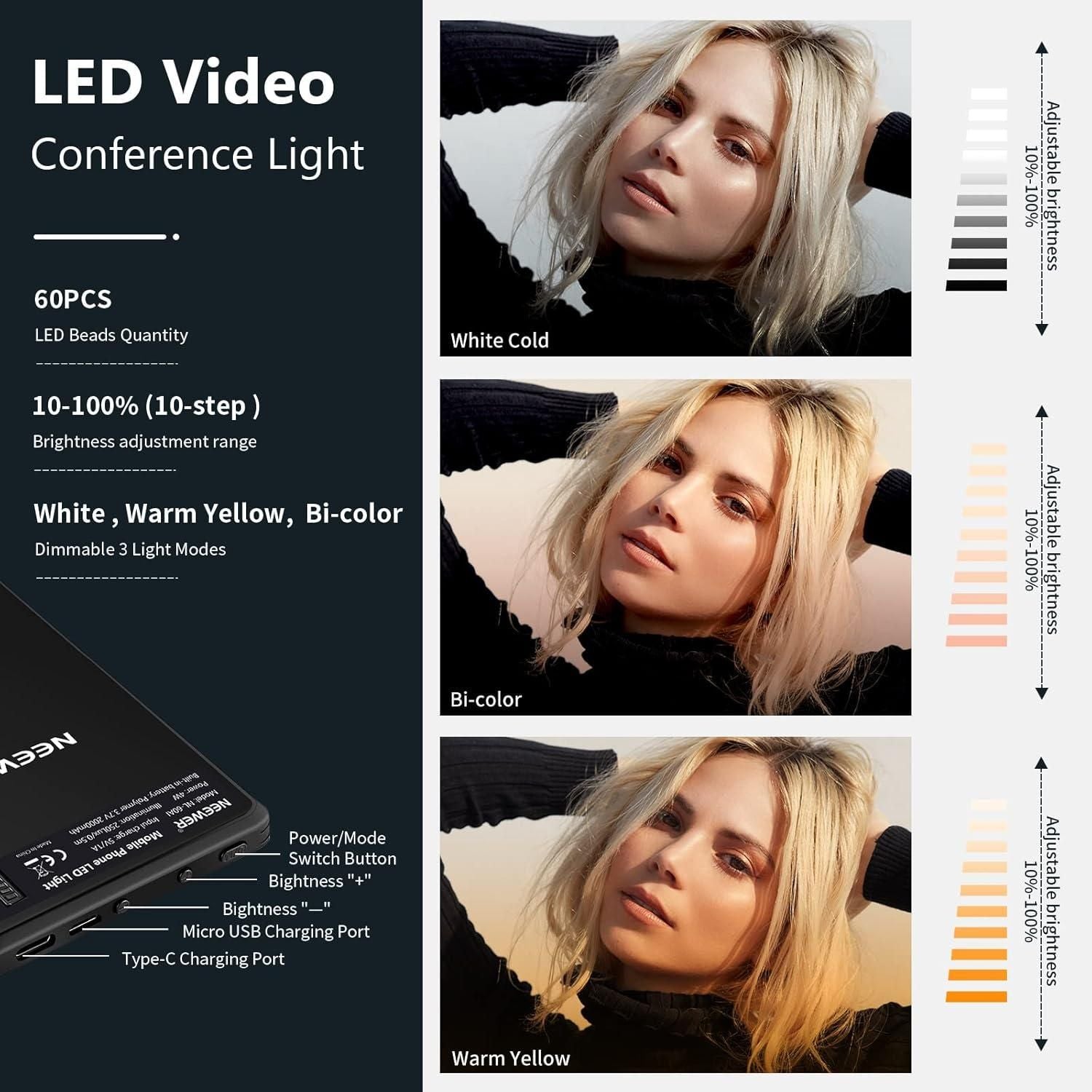 Luz LED Neewer NL-60AI con Clip para Videollamadas