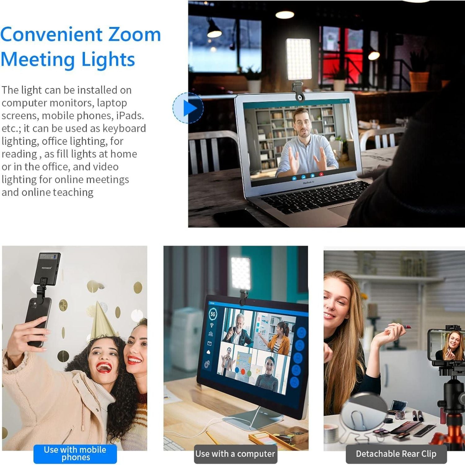 Luz LED Neewer NL-60AI con Clip para Videollamadas