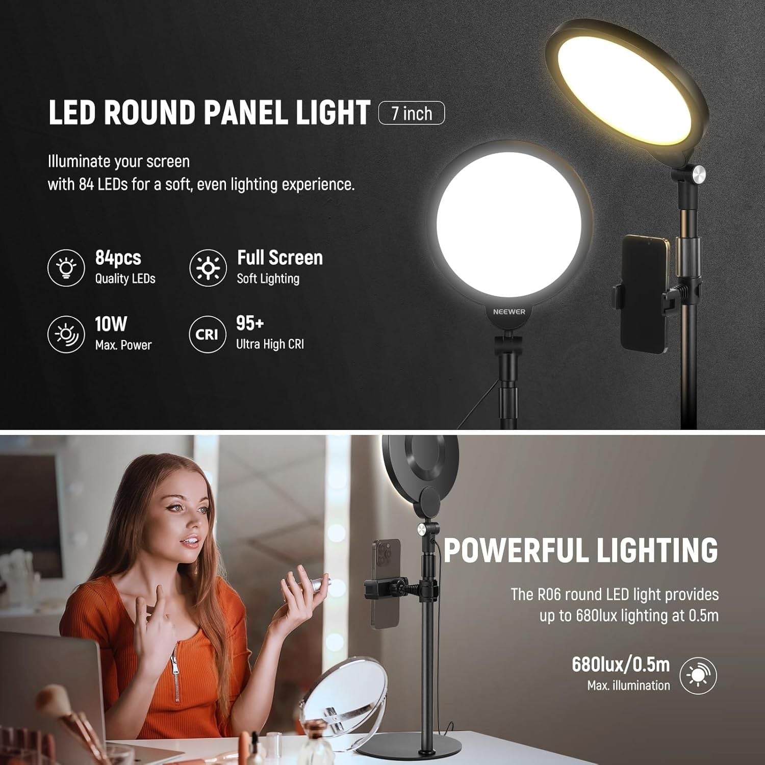 Kit de Luz Selfie Neewer R06 de 17,8 cm para Teléfonos